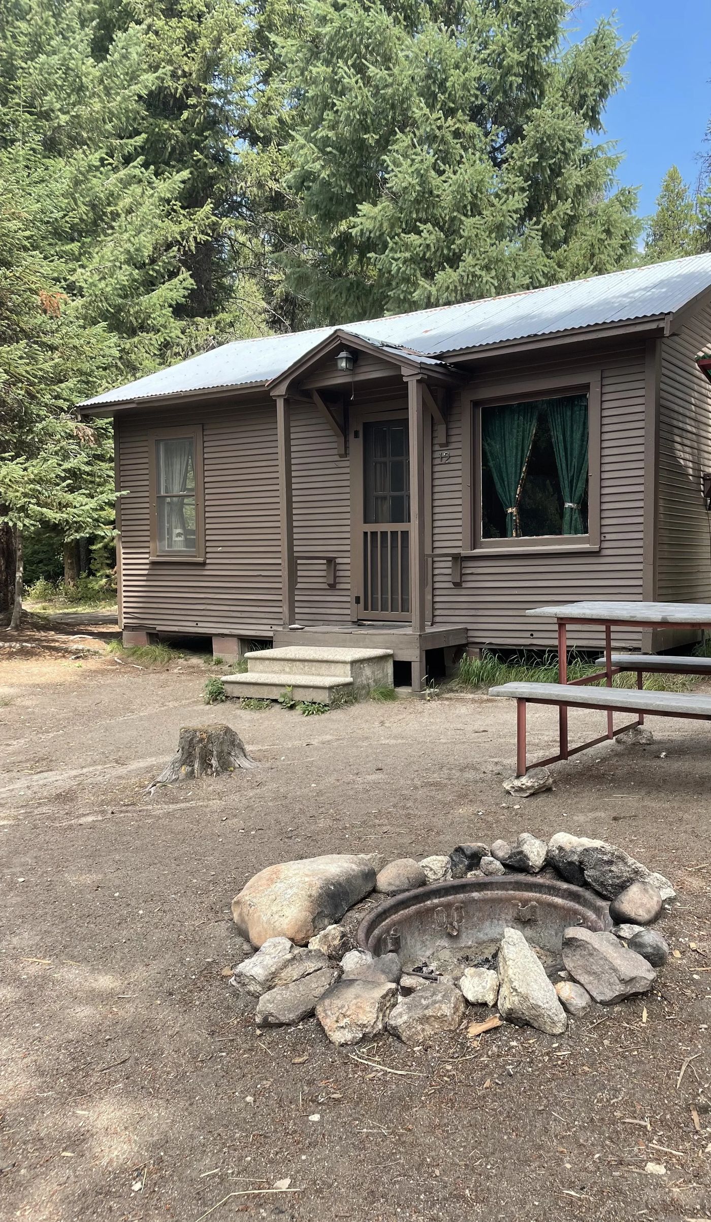 Family cabin with fire ring